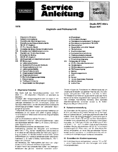 Grundig RPC 400 Super-Hifi service manual