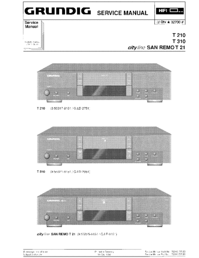 Grundig T 21 San Remo T 210 T 310r-Hifi service manual