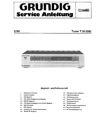 Grundig Tuner T 30 service manual