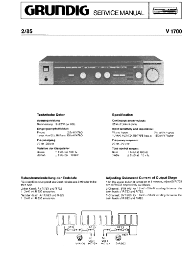 Grundig V 1700 service manual