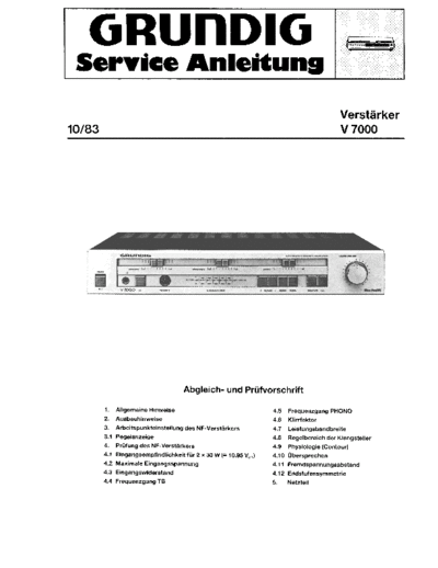 Grundig V 7000 service manual