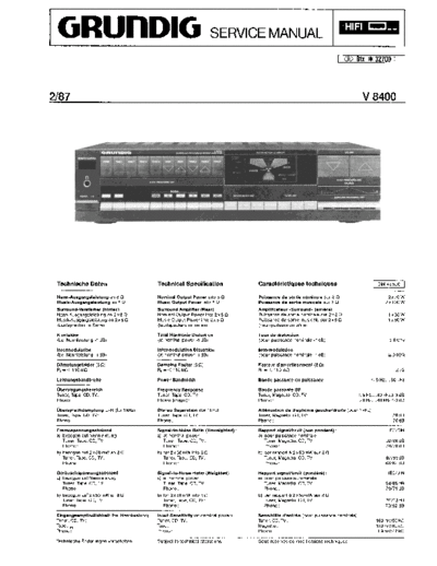 Grundig V 8400 service manual