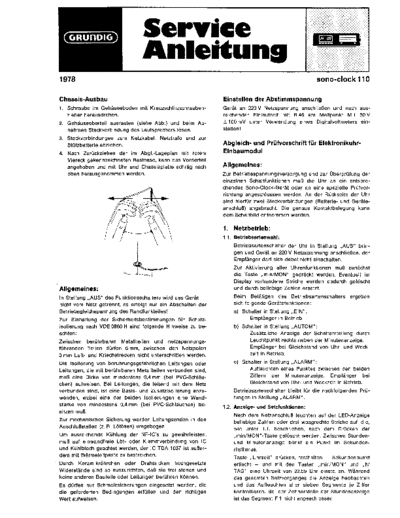 Grundig sono-clock 110 service manual