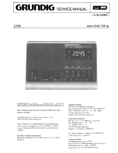 Grundig sono clock 710 sp service manual