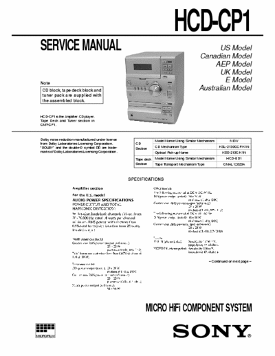 Sony HCD-CP1 HCD-CP1