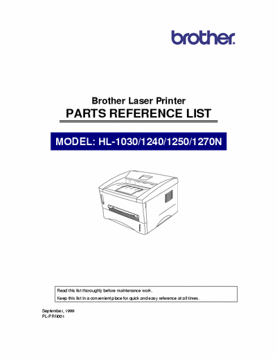 BROTHER HL-1240-1250 PART LIST BROTHER HL 1240 1250