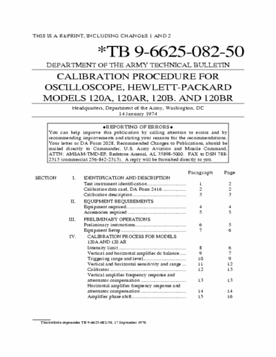 HP HP120A 120Ar 120AB calibration manual