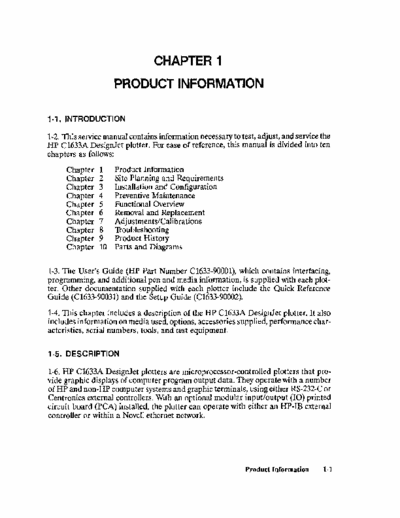 Hewlett Packard DesignJet 1633A Service Manual for JesignJet 1633A
