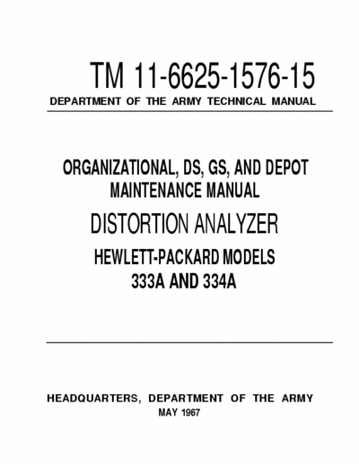 HP 333A DISTORTION ANALYZER
HEWLETT-PACKARD MODELS
333A AND 334A