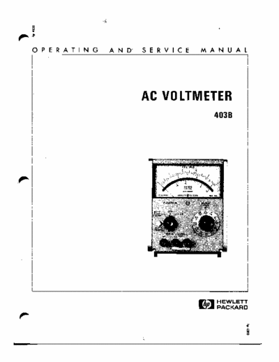 AGILENT HP-403 Schematics HP AC Voltmeter