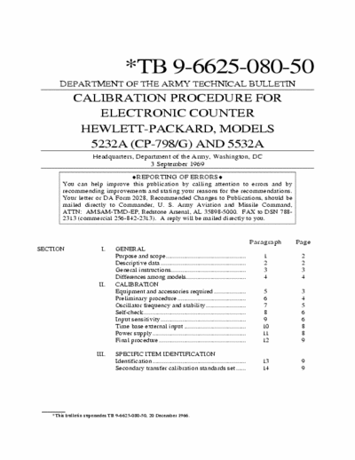 HP HP5232A 5532A CALIBRATION PROCEDURE FOR HP HP5232A 5532A