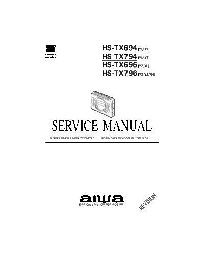 Aiwa HS-TX694, HS-TX794, HS-TX696, HS-TX796 Manual Service Radio Stereo Tape Player - Type YU, YZ, YH - Tape mech. 7ZM-5 P3 - (2.808Kb) pag. 18