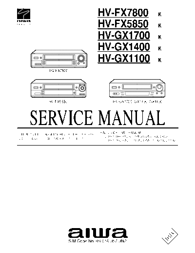 aiwa HV-GX1100 (GX1400-GX1700-FX5850-FX7800) Tape VHS Recorder - Tape mech. D33Y1-4HF/PAL, D33Y1-2HD/PAL - pag. 109