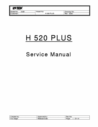 Intek H 520 Plus H 520 Plus Service Manual
Model Number: 3420