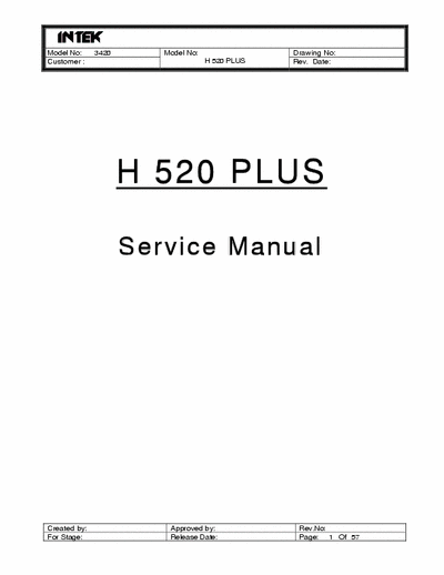 Intek H 520 Plus H 520 Plus Service Manual
Model Number: 3420