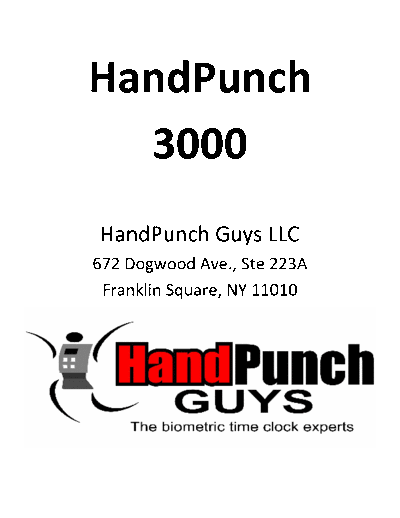 Schlage Ingersoll Rand HandPunch 3000 HandPunch 3000 Manual