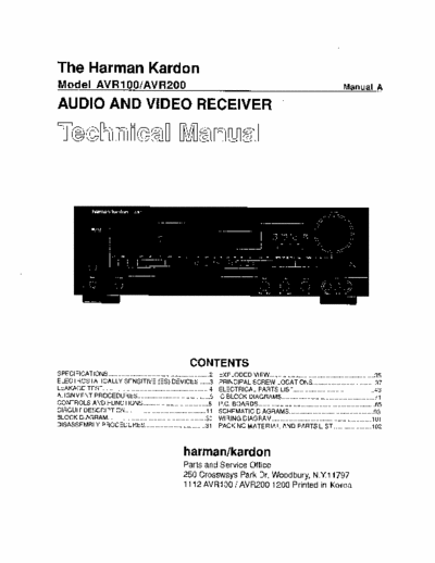 Harman/Kardon AVR100, AVR200 receiver