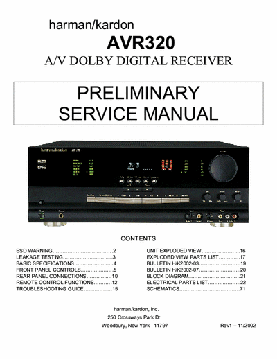 Harman/Kardon AVR320 receiver