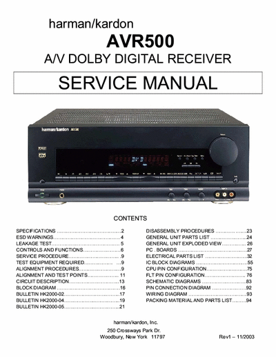 Harman/Kardon AVR500 receiver
