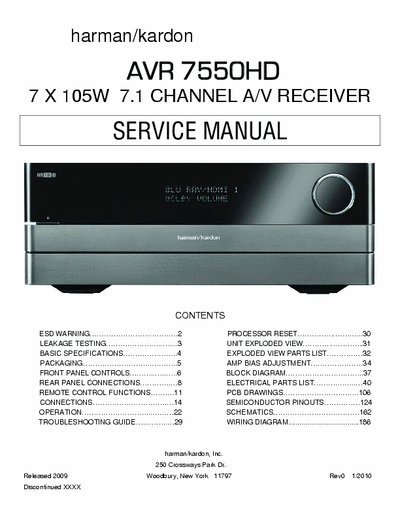 Harman/Kardon AVR7550HD receiver