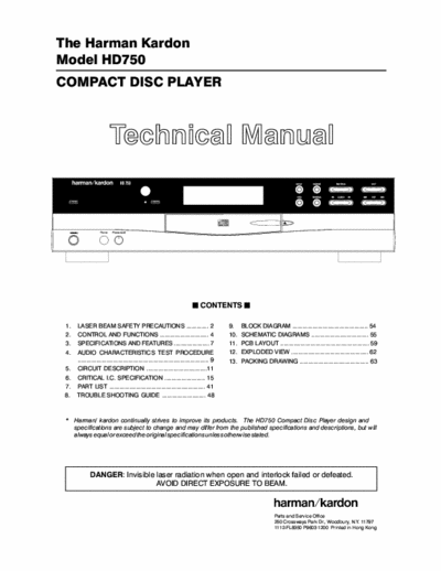 Harman/Kardon HD750 cd player