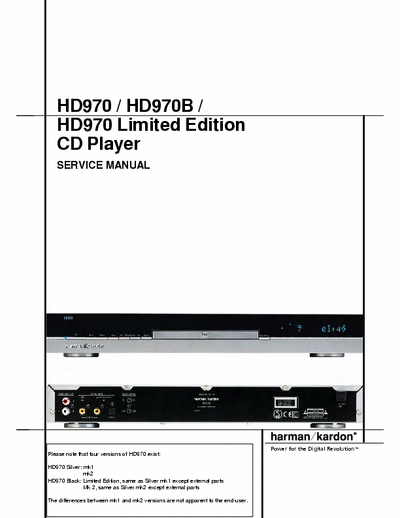 Harman/Kardon HD970 Limited Edition cd player