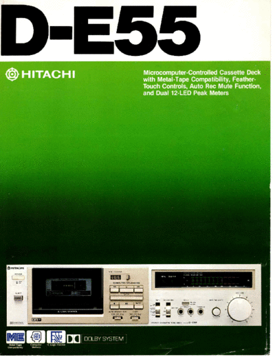 Hitachi D-E55 Hitachi D-E55 Cassette Deck Brochure