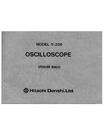 Hitachi V-209 Operation Manual with schematics