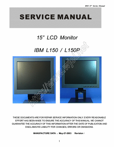IBM & AOC IBM L150, L150P 15 LCD With MB 715L1039-1, IP Board 715L1034-1