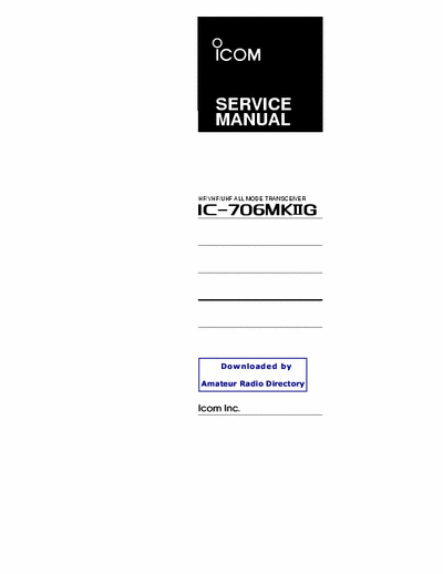 icom 706mkIIg icom 706mkIIg service manual