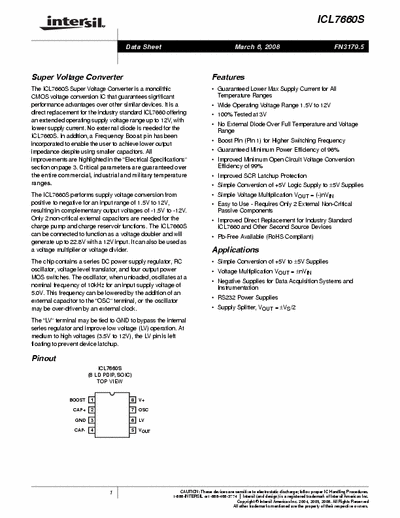 Intersil ICL7660 Voltage converter