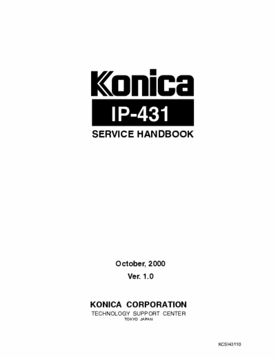 konica IP431SHB IP431SHB service manual and instructions