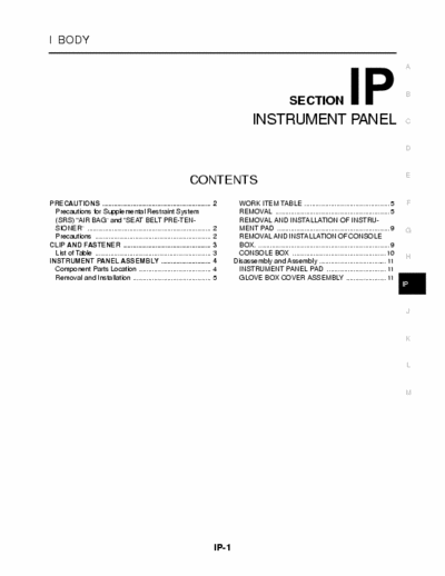 Nissan Micra [ver. K12] Service Manual Instrument Panel - pag. 12+12+6