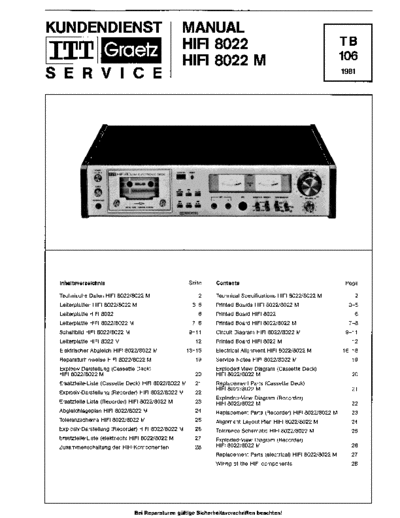 ITT-Graetz HiFi 8022 service manual