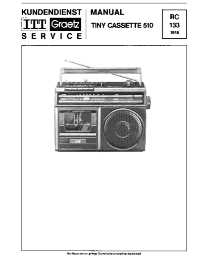 ITT Graetz Tiny Cassette 510 service manual