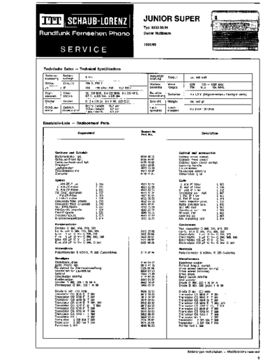 ITT Schaub-Lorenz Junior Super service manual