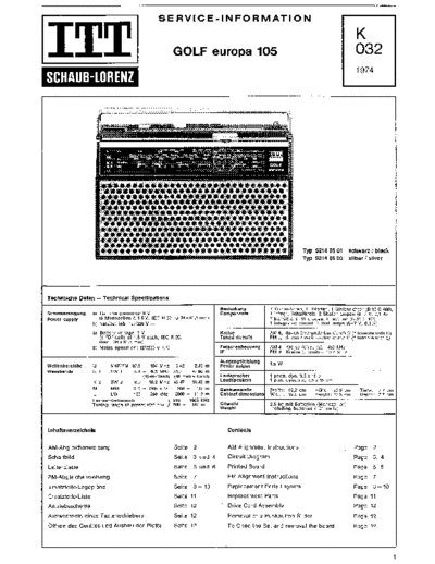 ITT Schaub-Lorenz Golf europa 105 service manual