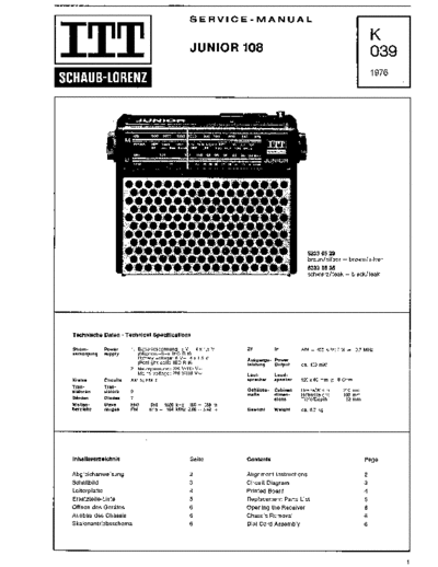 ITT Schaub-Lorenz Junior 108 service manual