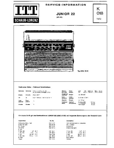 ITT Schaub-Lorenz Junior 22 service manual