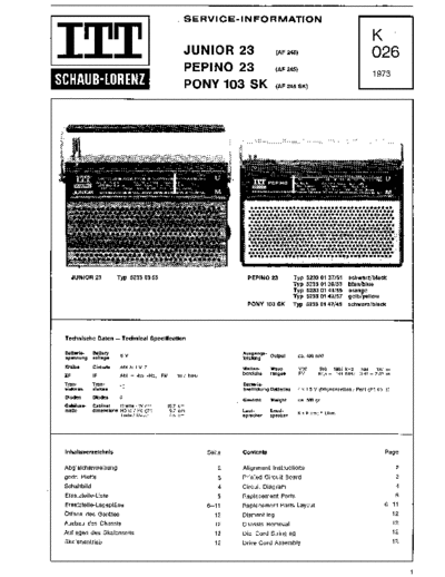 ITT Schaub-Lorenz Junior 23 Pepino 23 Pony 103 service manual