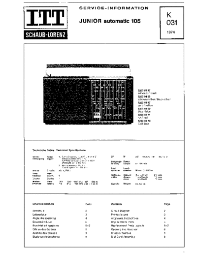 ITT Schaub-Lorenz Junior automatic 105 service manual