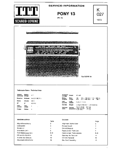 ITT Schaub-Lorenz Pony 13 service manual