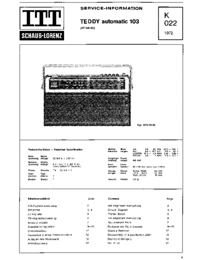 ITT Schaub-Lorenz Teddy automatic 103 service manual