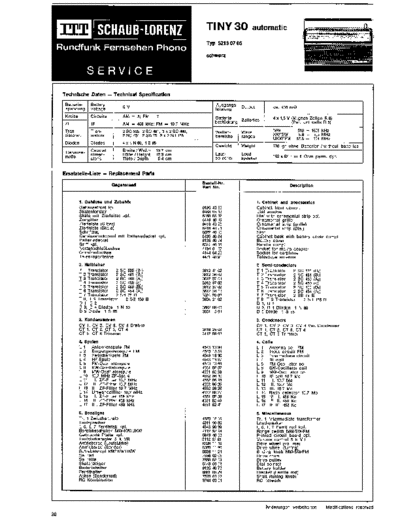 ITT Schaub-Lorenz Tiny 30 automatic service manual