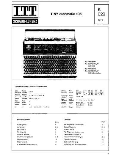 ITT Schaub-Lorenz Tiny automatic 105 service manual