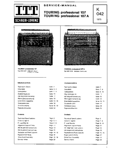 ITT Schaub-Lorenz Touring professional 107 service manual