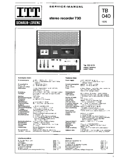 ITT Schaub-Lorenz stereo recorder 730 service manual