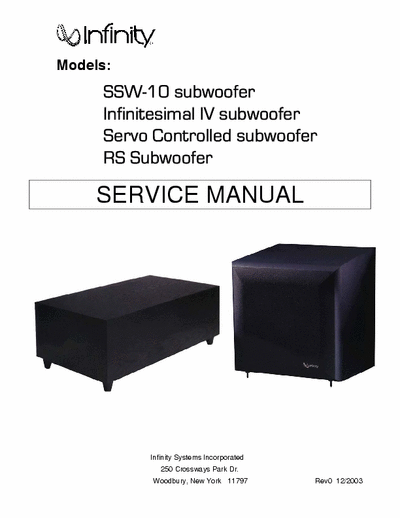 Infinity SSW10 active subwoofer