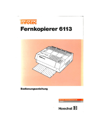 Infotec 6113 Infotec Fernkopierer 6113 Anleitung Deutsch, Manual German