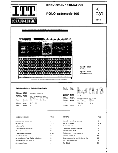 ITT Schaub-Lorenz Polo automatic 105 service manual